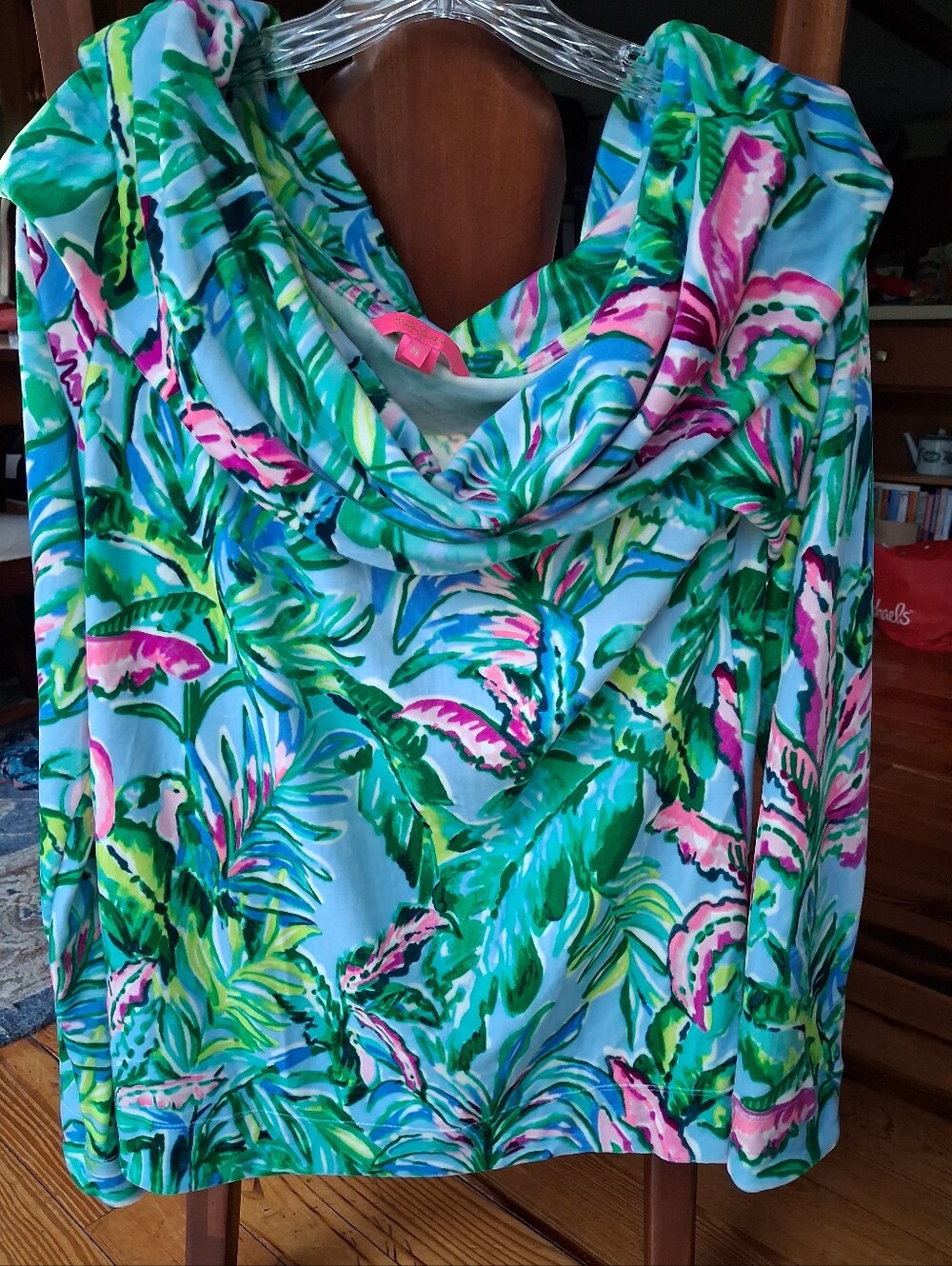 Lilly Pulitzer Belinda Velour Top Porto Blue "In the Trees" XL NWOT